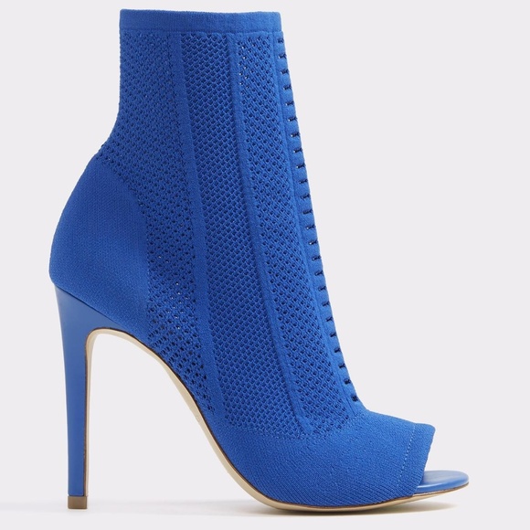 blue open toe booties